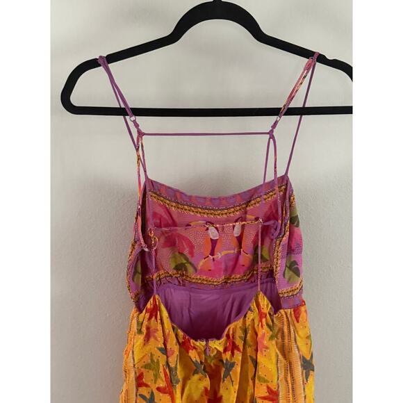 NWT FARM Rio Toucans Tropical Maxi Dress Ruffle Tiered Midi Orange Pink Size S - Picture 3 of 11